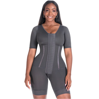 Curvy Divas 0938BF | Colombian Compression Garment for Women | Post Surgery Use | With Sleeves and Built-in Bra