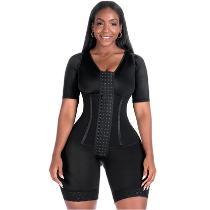 Curvy Divas 0938BF | Colombian Compression Garment for Women | Post Surgery Use | With Sleeves and Built-in Bra