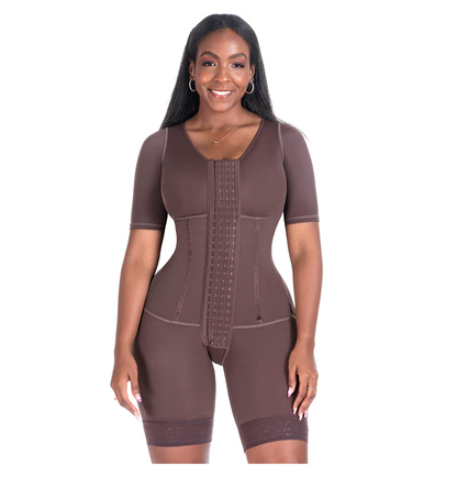 Curvy Divas 0938BF | Colombian Compression Garment for Women | Post Surgery Use | With Sleeves and Built-in Bra